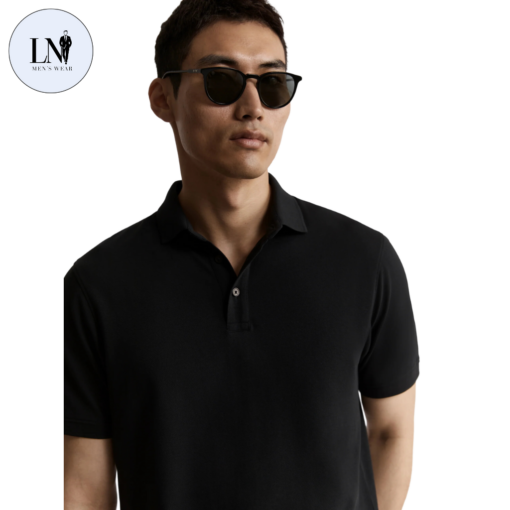 Black Pique Egyptian Cotton Polo