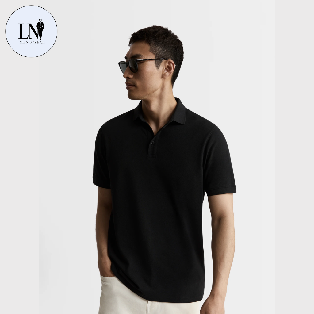 Black Pique Egyptian Cotton Polo