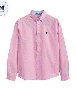 Pink Regular Fit Long Sleeve Oxford 100% Cotton Shirt