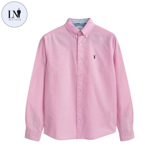 Pink Regular Fit Long Sleeve Oxford 100% Cotton Shirt