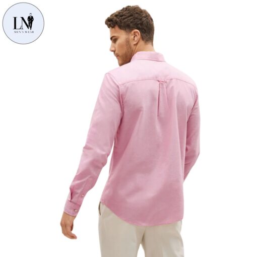 Pink Regular Fit Long Sleeve Oxford 100% Cotton Shirt