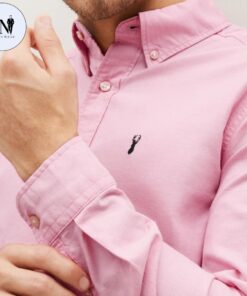 Pink Regular Fit Long Sleeve Oxford 100% Cotton Shirt