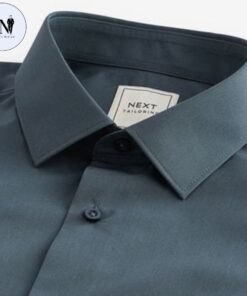 Petrol Blue Slim Fit Easy Care Single Cuff Shirt