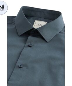 Petrol Blue Slim Fit Easy Care Single Cuff Shirt