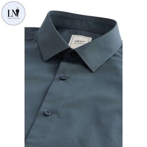 Petrol Blue Slim Fit Easy Care Single Cuff Shirt